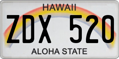 HI license plate ZDX520