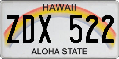 HI license plate ZDX522