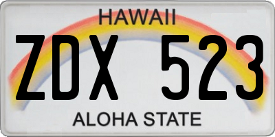 HI license plate ZDX523