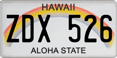 HI license plate ZDX526