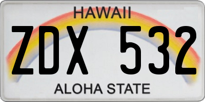 HI license plate ZDX532