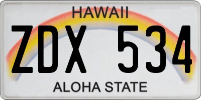 HI license plate ZDX534