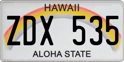 HI license plate ZDX535