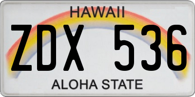 HI license plate ZDX536
