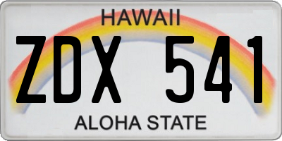 HI license plate ZDX541