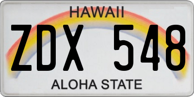 HI license plate ZDX548