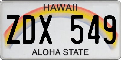 HI license plate ZDX549