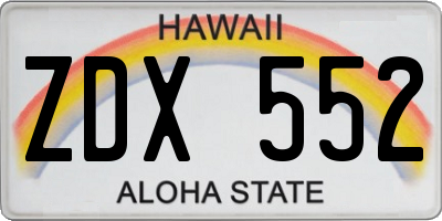 HI license plate ZDX552