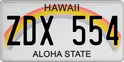 HI license plate ZDX554
