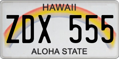 HI license plate ZDX555