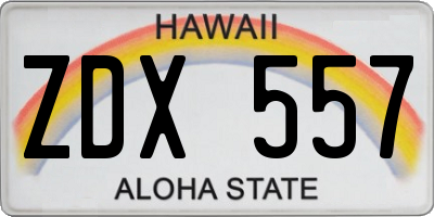 HI license plate ZDX557