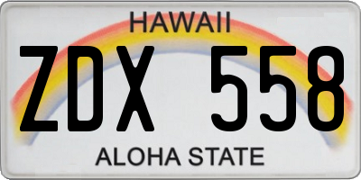 HI license plate ZDX558