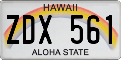 HI license plate ZDX561