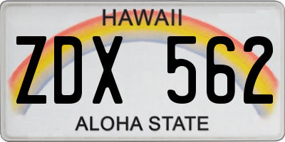 HI license plate ZDX562