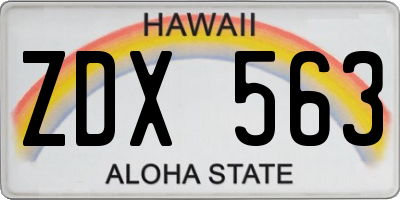 HI license plate ZDX563