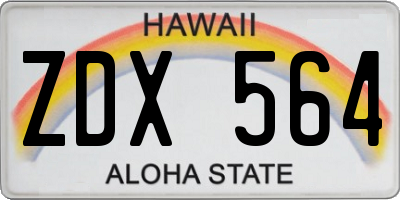 HI license plate ZDX564