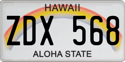 HI license plate ZDX568