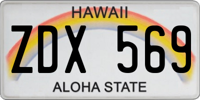 HI license plate ZDX569