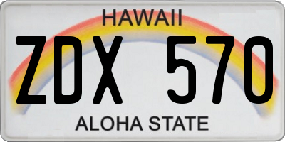 HI license plate ZDX570