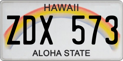 HI license plate ZDX573