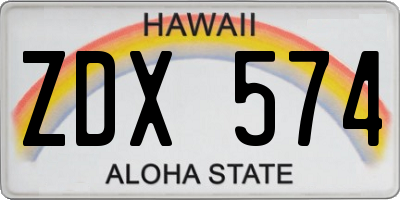 HI license plate ZDX574