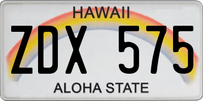 HI license plate ZDX575