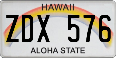 HI license plate ZDX576