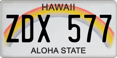 HI license plate ZDX577