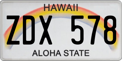 HI license plate ZDX578