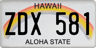 HI license plate ZDX581