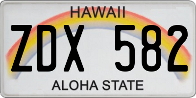 HI license plate ZDX582