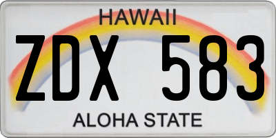 HI license plate ZDX583