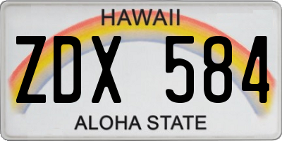 HI license plate ZDX584