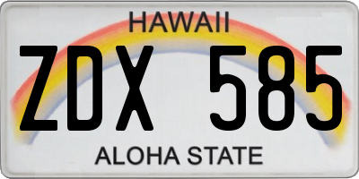 HI license plate ZDX585