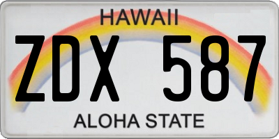 HI license plate ZDX587