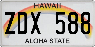 HI license plate ZDX588