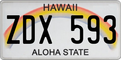 HI license plate ZDX593