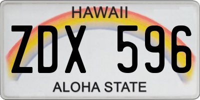 HI license plate ZDX596