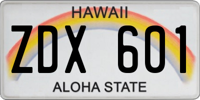 HI license plate ZDX601