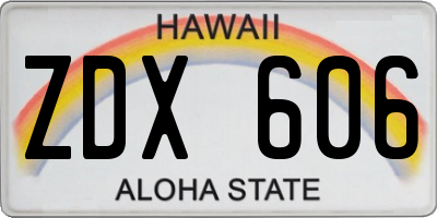 HI license plate ZDX606