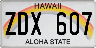 HI license plate ZDX607