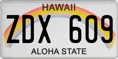 HI license plate ZDX609