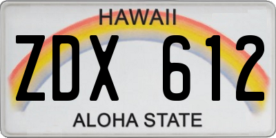 HI license plate ZDX612