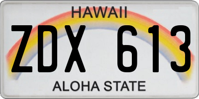 HI license plate ZDX613