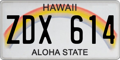HI license plate ZDX614
