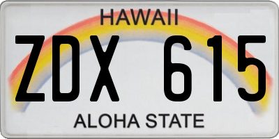 HI license plate ZDX615