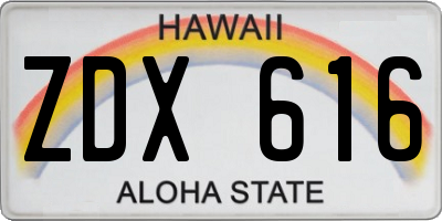HI license plate ZDX616