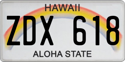 HI license plate ZDX618