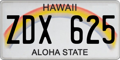 HI license plate ZDX625