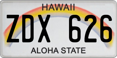 HI license plate ZDX626
